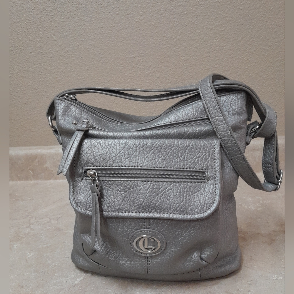 Liz Claiborne Women's Gray Leather Shoulder Bag Size:OS